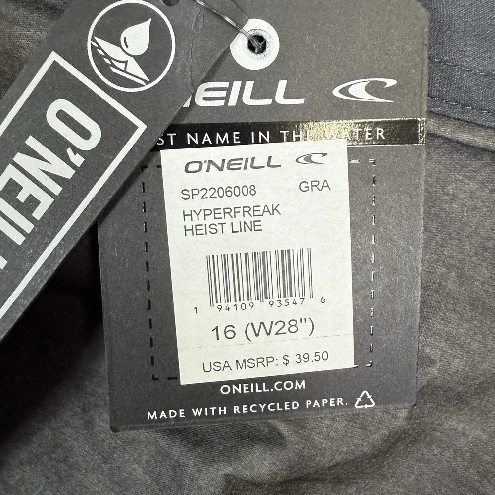 O'Neill Hyperfreak Board‎ Shorts Men 28 Grey Striped Surf Swim Trunks Stretch